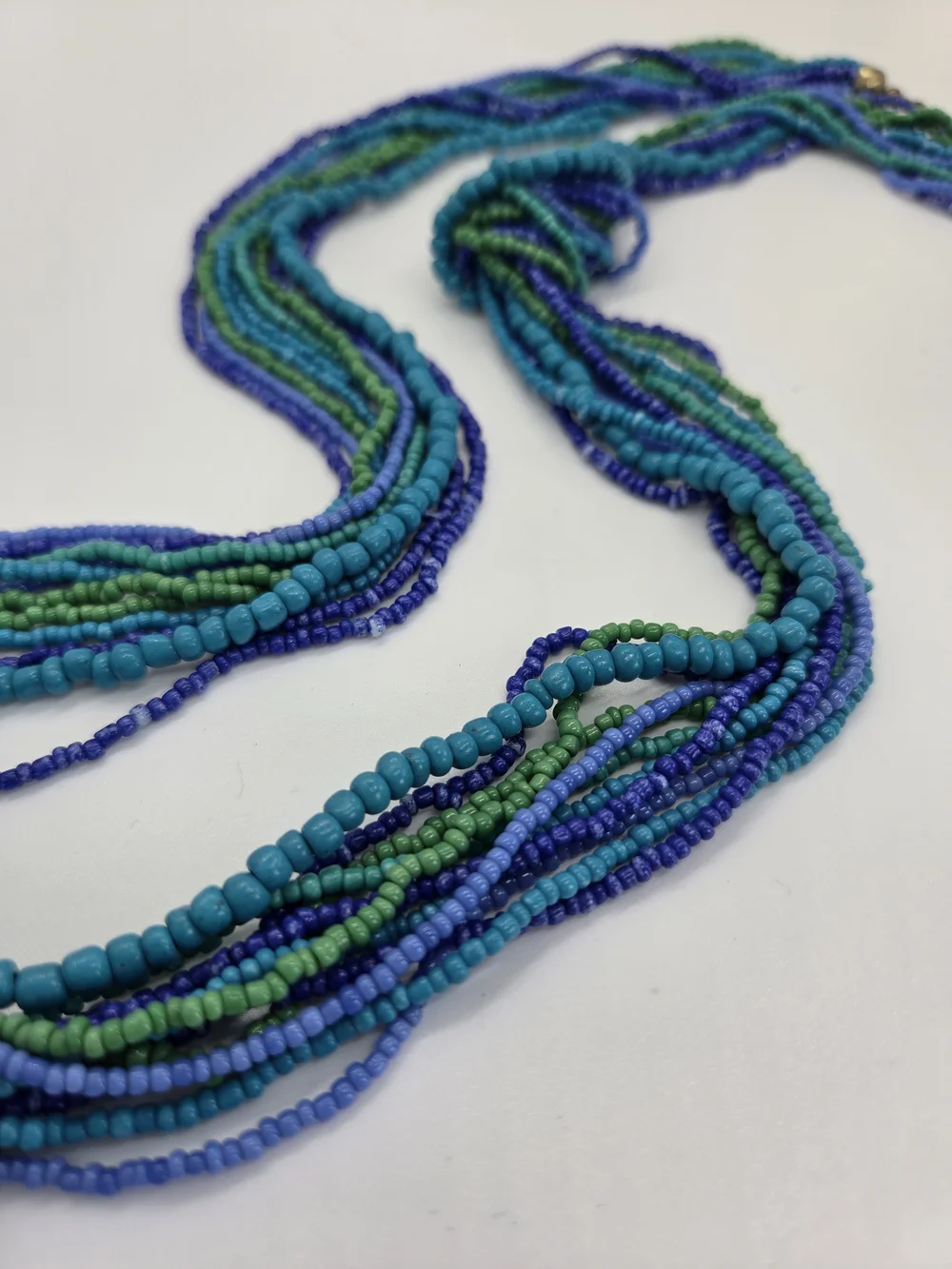 Erica Lyons Turquoise, Cobalt & Kelly-Green Multi-Strand Seed Bead Necklace